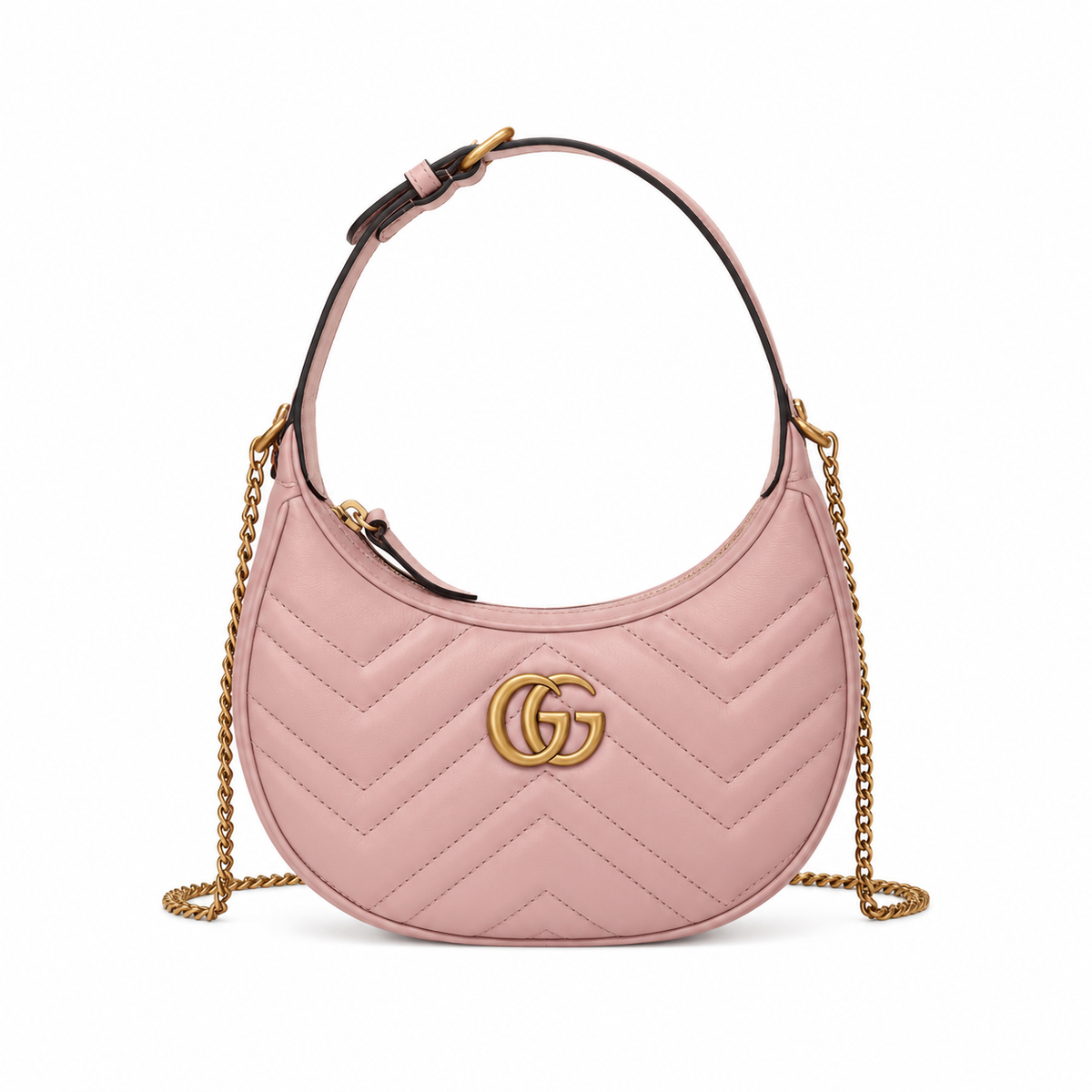GUCCI Half Moon Quilted Shoulder Bag