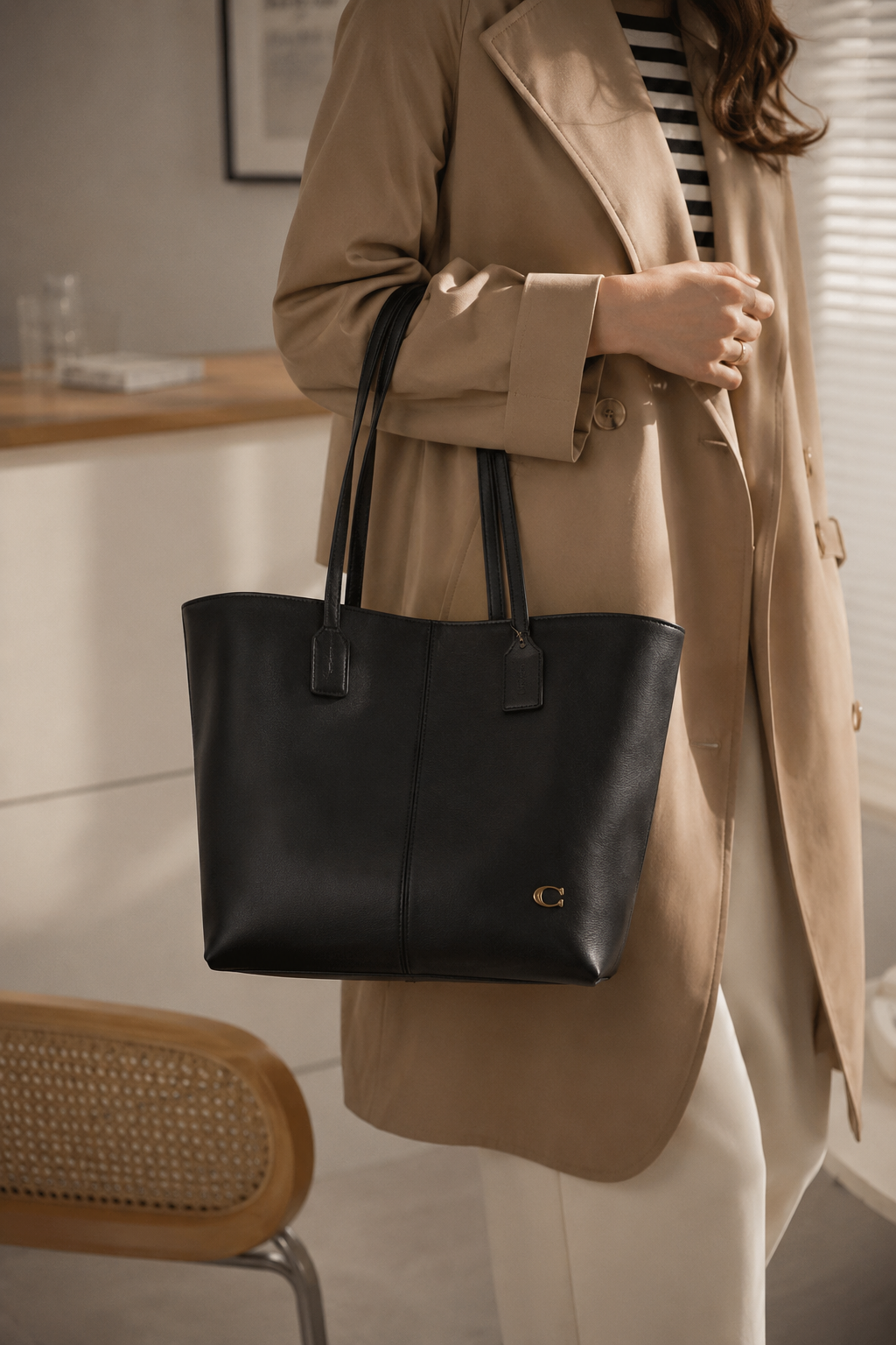 Coach North Tote 32 Premium Canvas & Leather Tote Bag