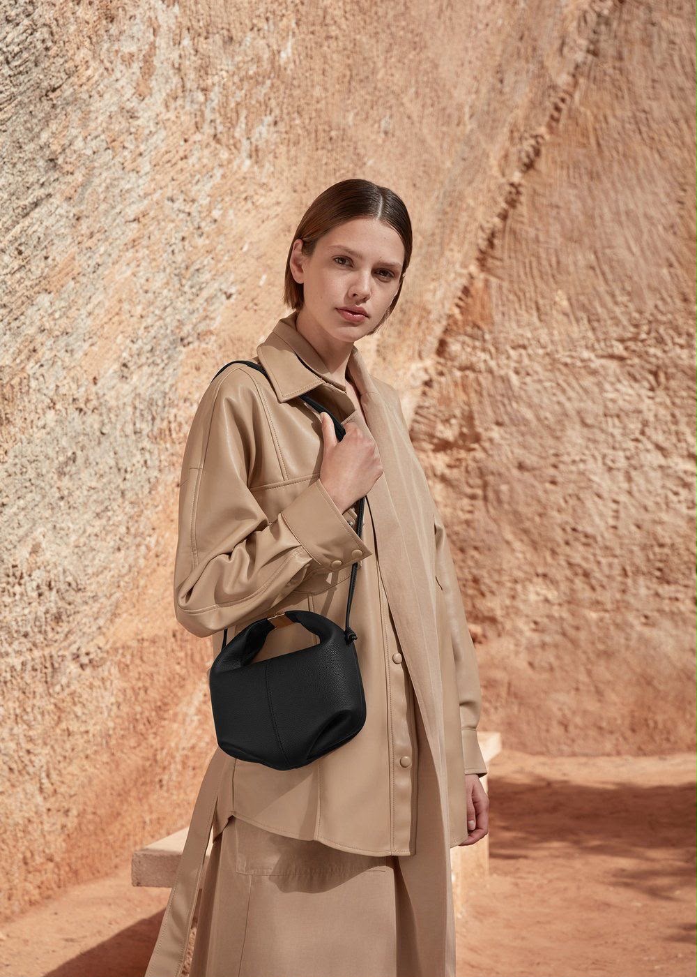 Polene Beri Textured Leather Crossbody Bag