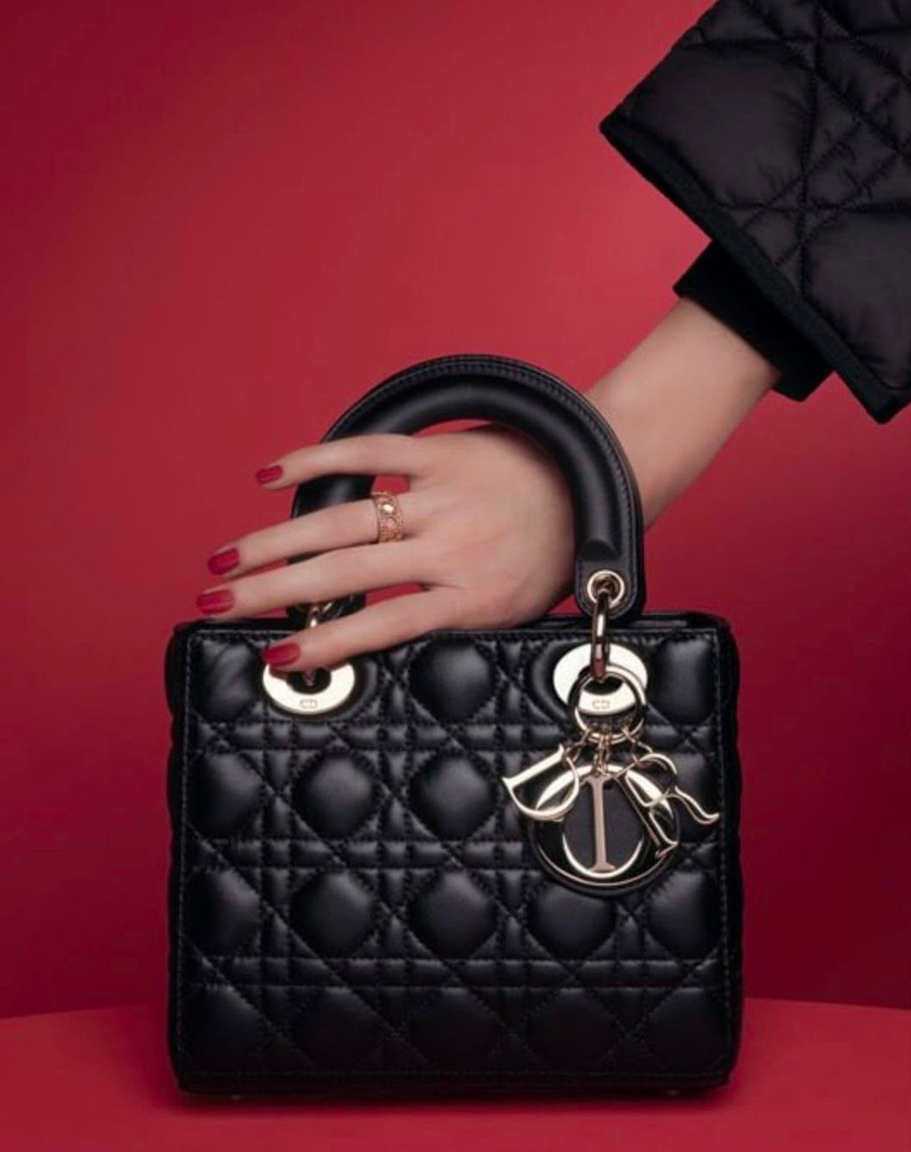 Christian Dior Lady Dior Medium Lambskin Handbag