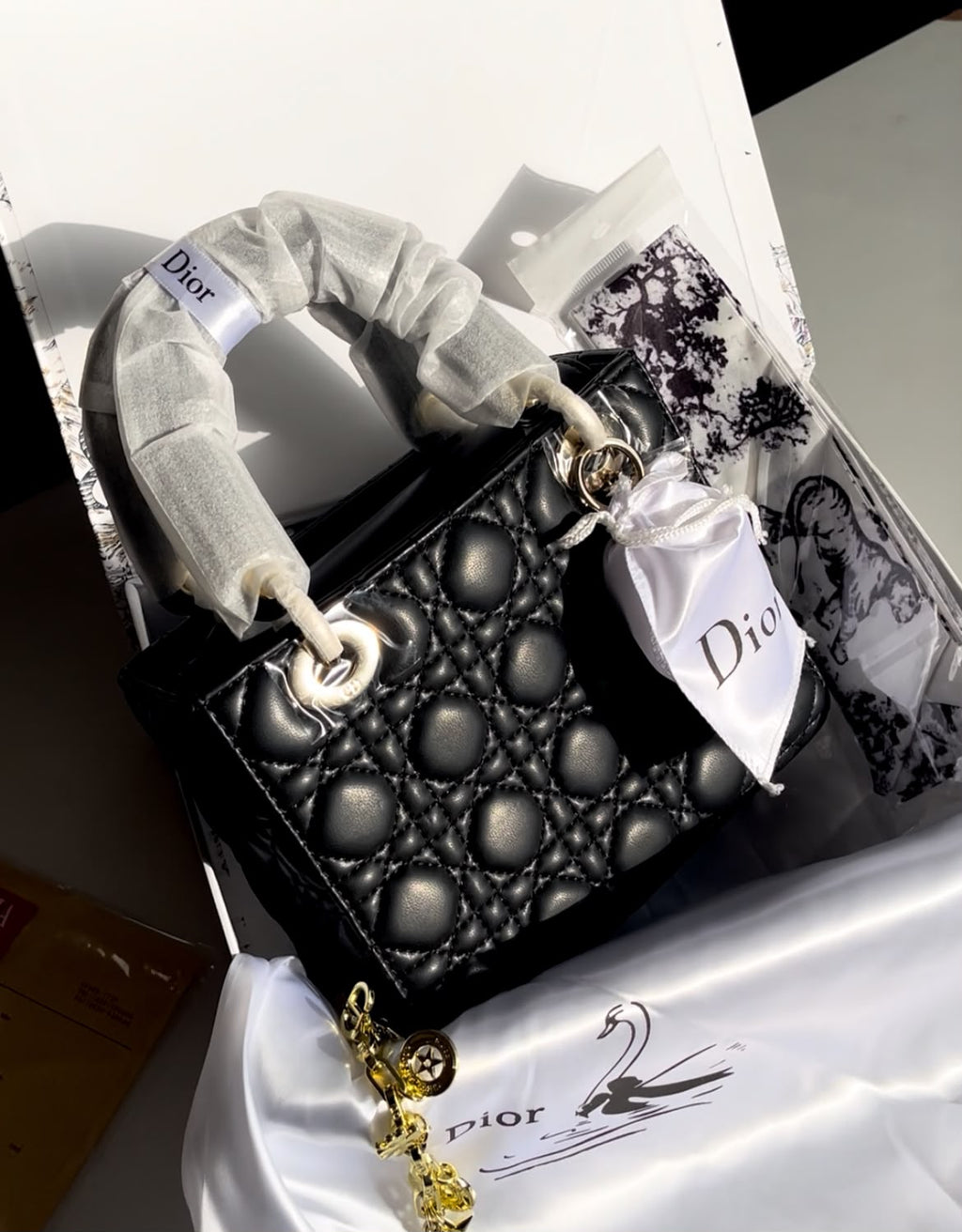 Christian Dior Lady Dior Medium Lambskin Handbag