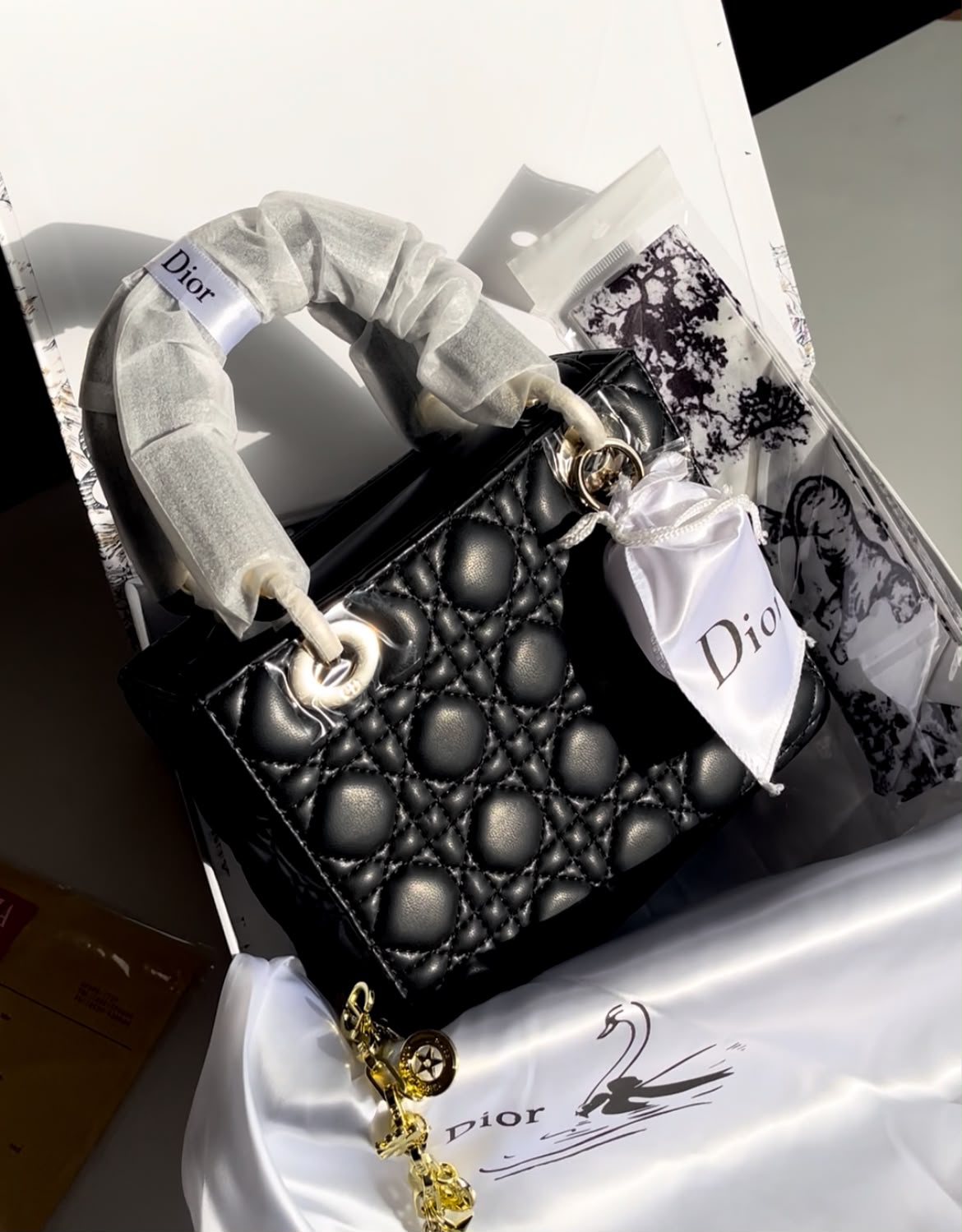 Christian Dior Lady Dior Medium Lambskin Handbag