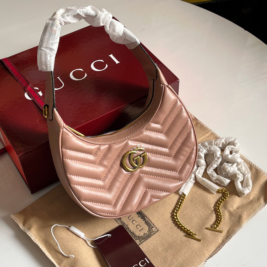 Gucci GG Marmont Matelassé Crescent Shoulder Bag