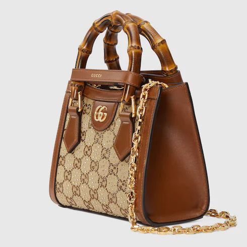 Gucci Diana Mini Tote Bag in GG Supreme Canvas with Shimmer