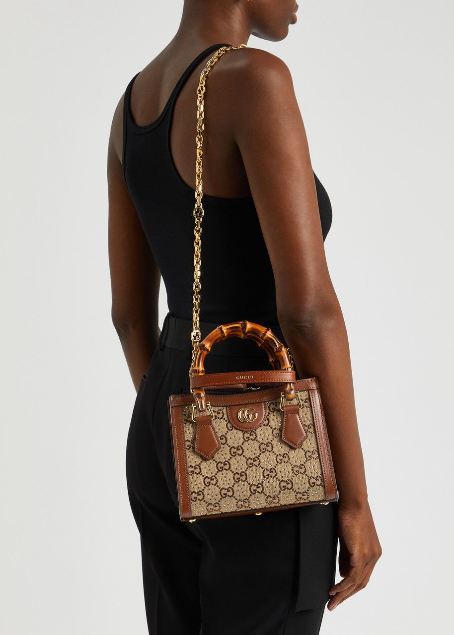 Gucci Diana Mini Tote Bag in GG Supreme Canvas with Shimmer