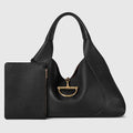 Gucci Softbit Maxi Leather Shoulder Bag with Pouch