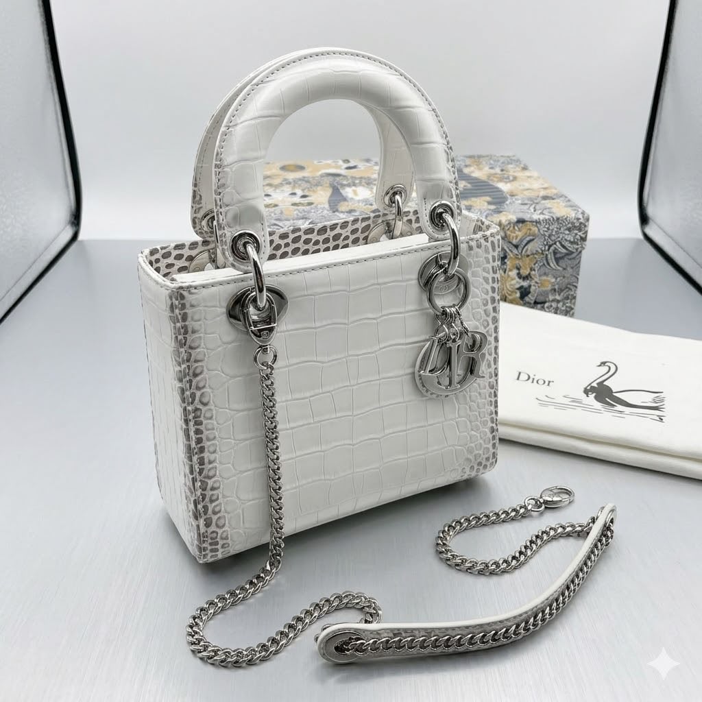Dior My ABCDior Lady Dior Bag in Crocodile-Effect Leather