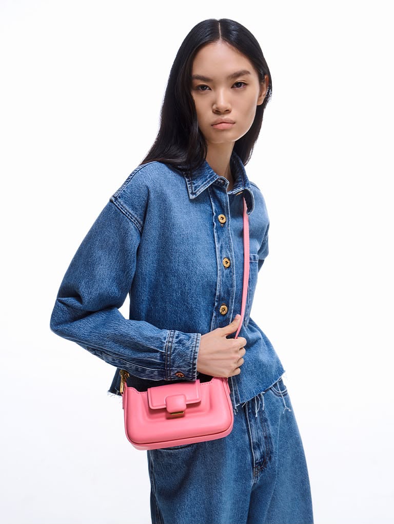 CHARLES & KEITH Curved Front Flap Crossbody Bag