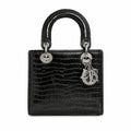 Dior Lady Dior Crocodile Embossed Leather Handbag